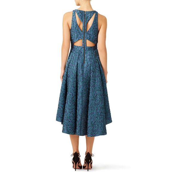 Sachin & Babi Dress Womens 2 Crystal Moon Blue Green High Low Cutout Back - Picture 3 of 15